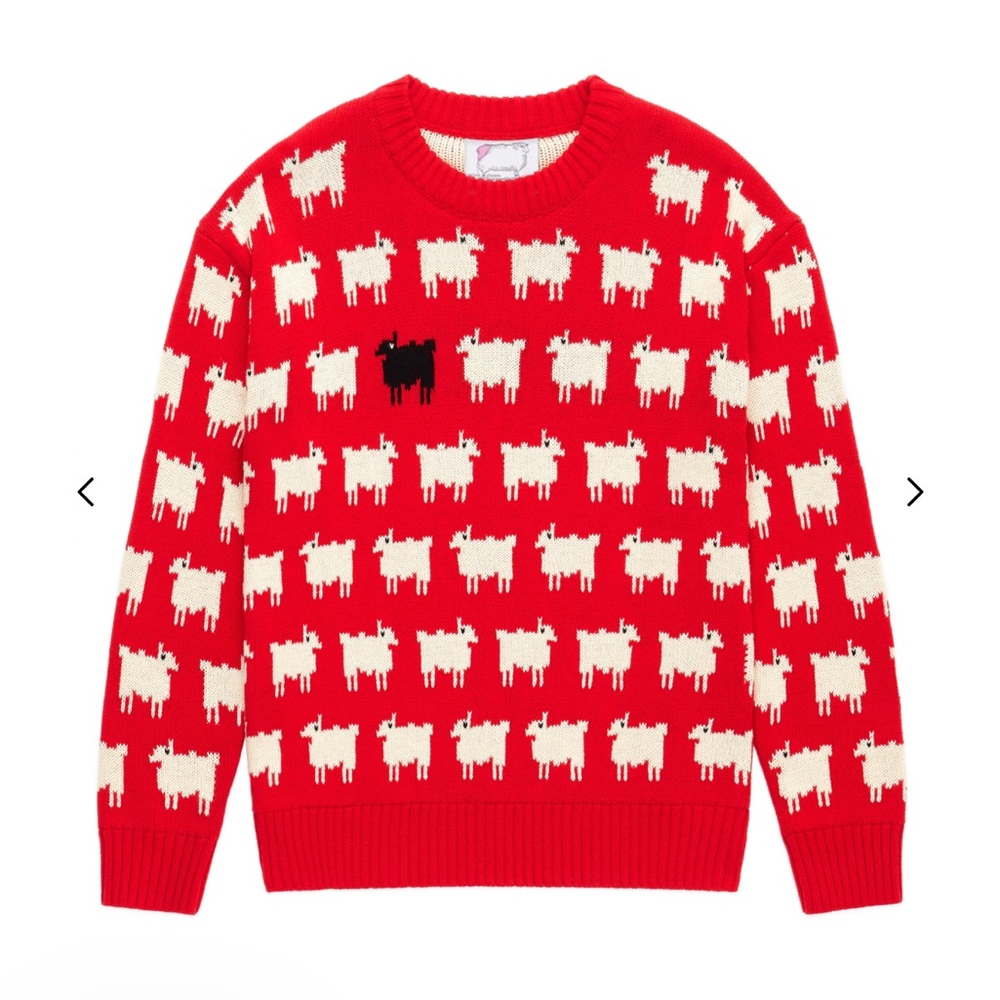 Rowing Blazers Red and White Fitted “Princess Diana” Sheep Crew Neck Sweater